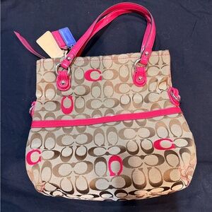Coach Tan and Pink Shoulder Bag
